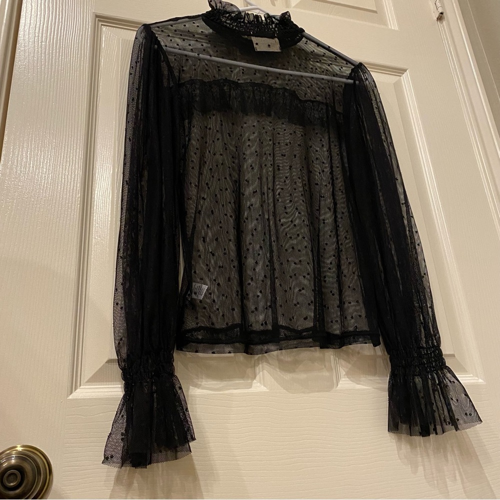 3/$25 Wednesday Addams Sheer Mesh Black Blouse